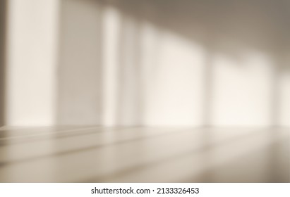 The light from the window shines on the white wall, the shadow from the curtain, blurry shadows and silhouettes on the wall, copy empty space for mockup. Defocus blurred shadows. - Shutterstock ID 2133326453