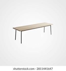 Light wood dining table with four matching chairs, isolated on white