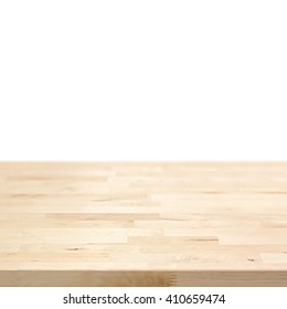 Light Wood Table Top Isolated On White Background - Can Be Used For Display Or Montage Your Products