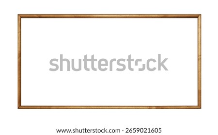 Light wooden rectangular picture frame isolated on a white background