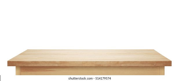 Light wooden tabletop. Table on white background. - Shutterstock ID 514179574