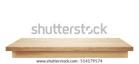 Light wooden tabletop. Table on white background.