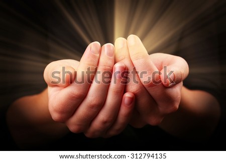 Similar – Men’s hands in the sunlight bruise the palms of their hands. High five close up.