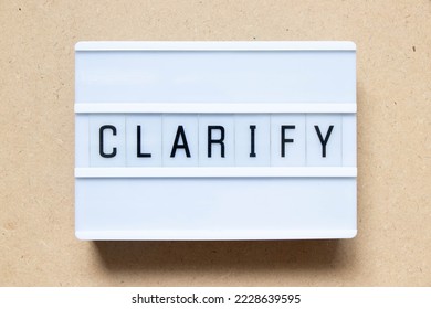 Lightbox with word clarify on wood background - Shutterstock ID 2228639595
