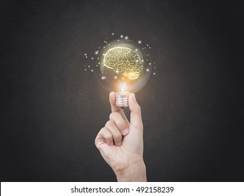 lightbulb brainstorming creative idea abstract icon on business hand. 
