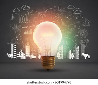 Lightbulb.concept For New Ideas With Innovation And Creativity.