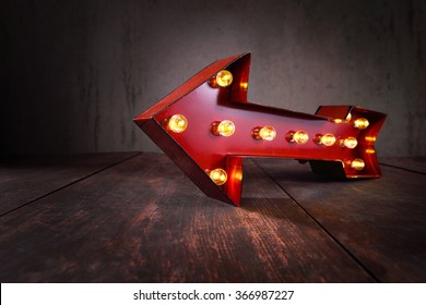 Lighted Red Marquee Arrow