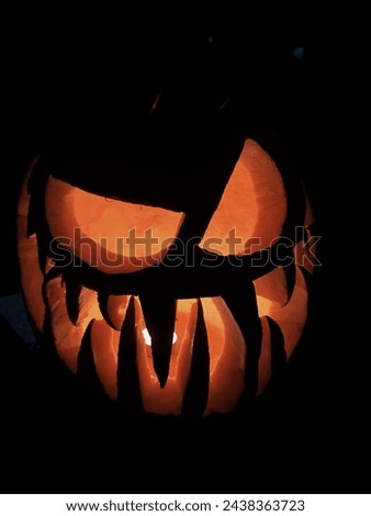Lightened Halloween pumpkin, selfmade cutted