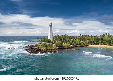 Lighthouse And Beautiful Beach Landscape In Sri Lanka