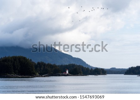 Similar – Image, Stock Photo Alaska | lonely lighthouse on the sea way to Juno