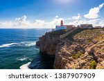 Lighthouse of Cabo Sao Vicente, Sagres, Portugal. Farol do Cabo Sao Vicente (built in october 1851) Cabo de Sao Vicente is the South Western tip of Europe, Sagres, Portugal.