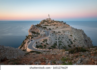 Lighthouse of Cap de Formentor in the northeast of the balearic island of Majorca (Mallorca) around sunset - Shutterstock ID 1651274629