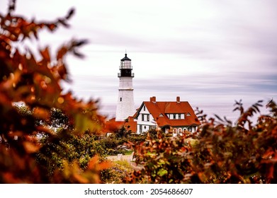 Lighthouse during fall in Portland, Maine