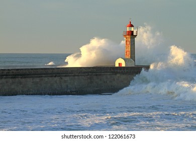 Lighthouse In Foz Of Douro, Portugal