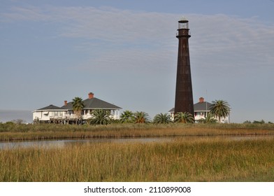 Lighthouse And Home At Galveston, TX