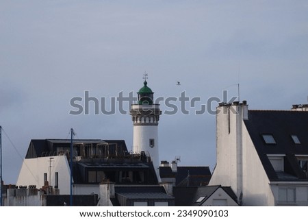 The lighthouse inside the city in Quiberon, Brittany, France