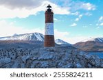 Lighthouse Les eclaireurs in Beagle Channel, near Ushuaia. Tierra Del Fuego, Patagonia, Argentina