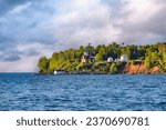 Lighthouse and living quarters on an island in The Apostle Islands near Bayfield Wisconsin.