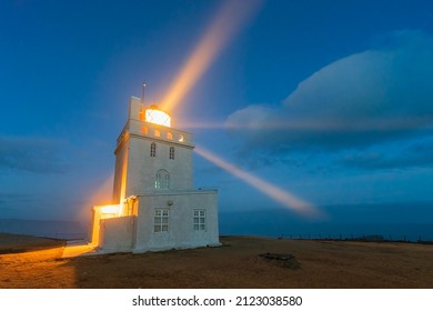 Dyrhólaey Lighthouse Is Located On The Central South Coast Of Iceland.