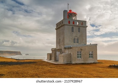 Dyrhólaey Lighthouse Is Located On The Central South Coast Of Iceland.