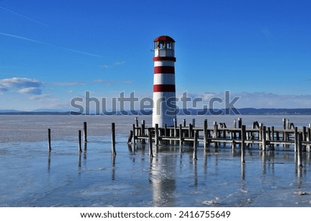 Lighthouse at National Park Neusiedler See - Seewinkel, Austria on a cold winter day Stock photo © 