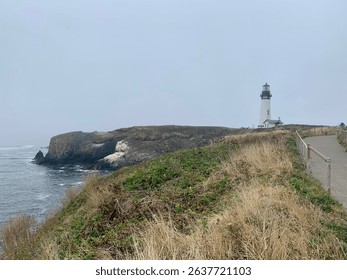 Lighthouse in Newport, Oregon right on the coast