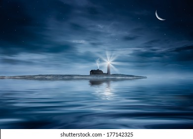 Lighthouse At Night