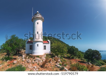 Lighthouse on Gelidonya cape in summer time