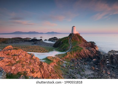 The Lighthouse On Llanddwyn Island  On The Anglesey Coast In Wales