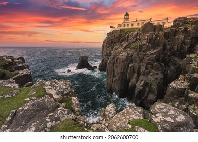 Lighthouse on Neist Point cliffs, Isle of Skye, Scotland