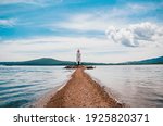 Lighthouse on Tokarevskaya Koshka cape in Vladivostok, Primorsky Krai, Russia