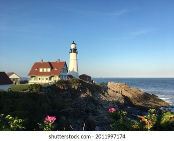 Lighthouse overlooking the Atlantic ocean