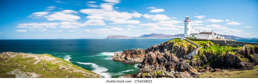 Lighthouse Panorama In Ireland,Sea, Ocean, Coast, Atlantic, Cliffs, Rock, Landscape, Nature