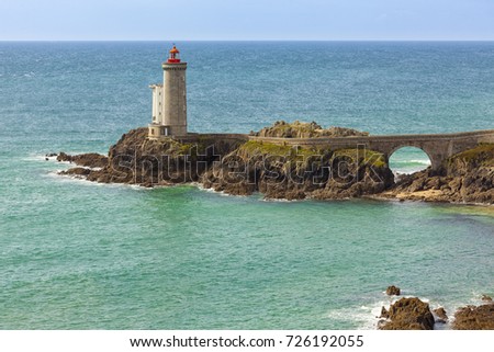 Lighthouse of Petit Minou at the Atlantic Ocean near Plouzane, Brittany, France