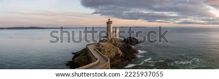 Lighthouse Phare du Petit Minou in Plouzane, Brittany, northern France, panoramic view