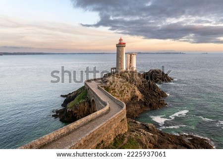 Lighthouse Phare du Petit Minou in Plouzane, Brittany, northern France.