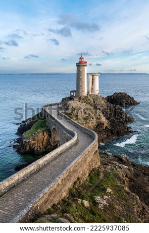 Lighthouse Phare du Petit Minou in Plouzane, Brittany, northern France.