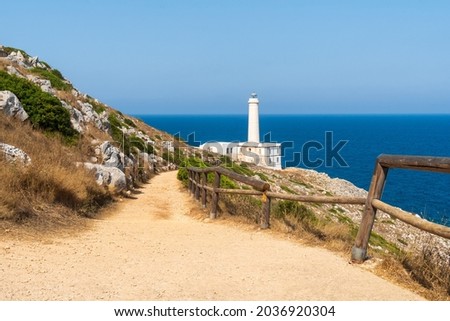 The lighthouse of Punta Palascia is the most easterly point of Italy and marks the meeting of the Ionian Sea and the Adriatic Sea, Otranto, Apulia, Italy