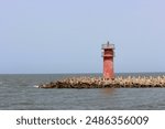 Lighthouse ‏in Ras El Bar city in the Governorate of Damietta, Egypt. It is located on the Mediterranean Sea at the mouth of the Damietta Nile branch.