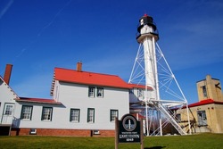 Lighthouse And Residence At  Whitefish Point Lighthouse. The Treacherous Waters Of Lake Superior On This Coast  Are Dubbed The Graveyard Coast.  Great Lake Shipwreck  Museum, Michigan. 