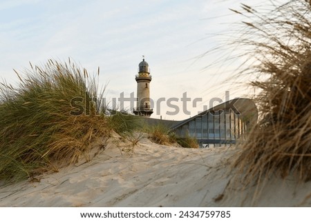 Similar – Foto Bild Strand von Warnemünde mit Ausblick auf Westmole