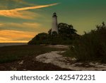 Lighthouse at Saint Mark National Wildlife Refuge at end of day, in Tallahassee, Florida