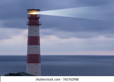 Lighthouse Searchlight Beam Through Marine Air