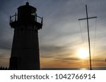 lighthouse with sunset