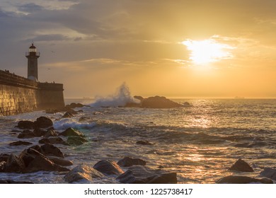 lighthouse at sunset	