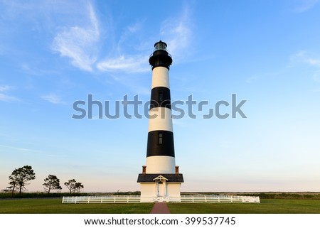 Lighthouse at Sunset - Bodie Island, NC - Cape Hatteras Nat'l Seashore Stock fotó © 