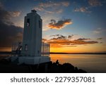 Lighthouse sunset at Brown’s Point. Tacoma, Washington.