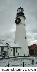 Lighthouse In Winter, Maine Coastline