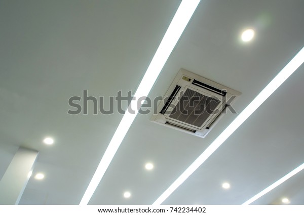 Lighting Ceiling Mounted Air Conditioner On Stock Image