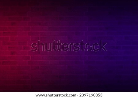 Lighting effect neon light on brick wall texture for party or club bar background decoration.